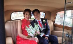 1951 Armastrong Siddleley long bodied Limousine in Black and Ivory (interior with Bride and Groom)