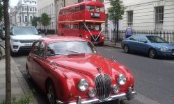 1964 Red MK II Jaguar with chrome wire-wheels 4