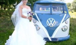 VW Campervan in Blue over White 2