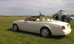 Modern Rolls Royce Phantom II convertible in Corniche White