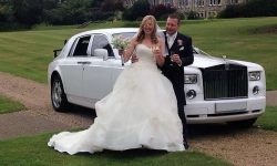 Rolls Royce Phantom facelift model in White with Bride and Groom