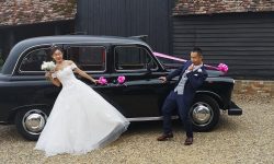 Bride and Groom-off balance-at Little Wymondley with Duey