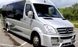 Mercedes 16 passenger Party Bus in Silver 2
