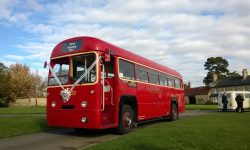 Traditional 39 passenger AEC Single Deck RF Bus in London Transport Red Traditional 39 passenger AEC Single Deck RF Bus in London Transport Red