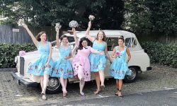 Unique London Cab Laundelet in off White with Bride and Bridesmaids 3